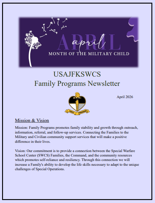 USAJFKSWCS Family Programs Newsletter April 2026
