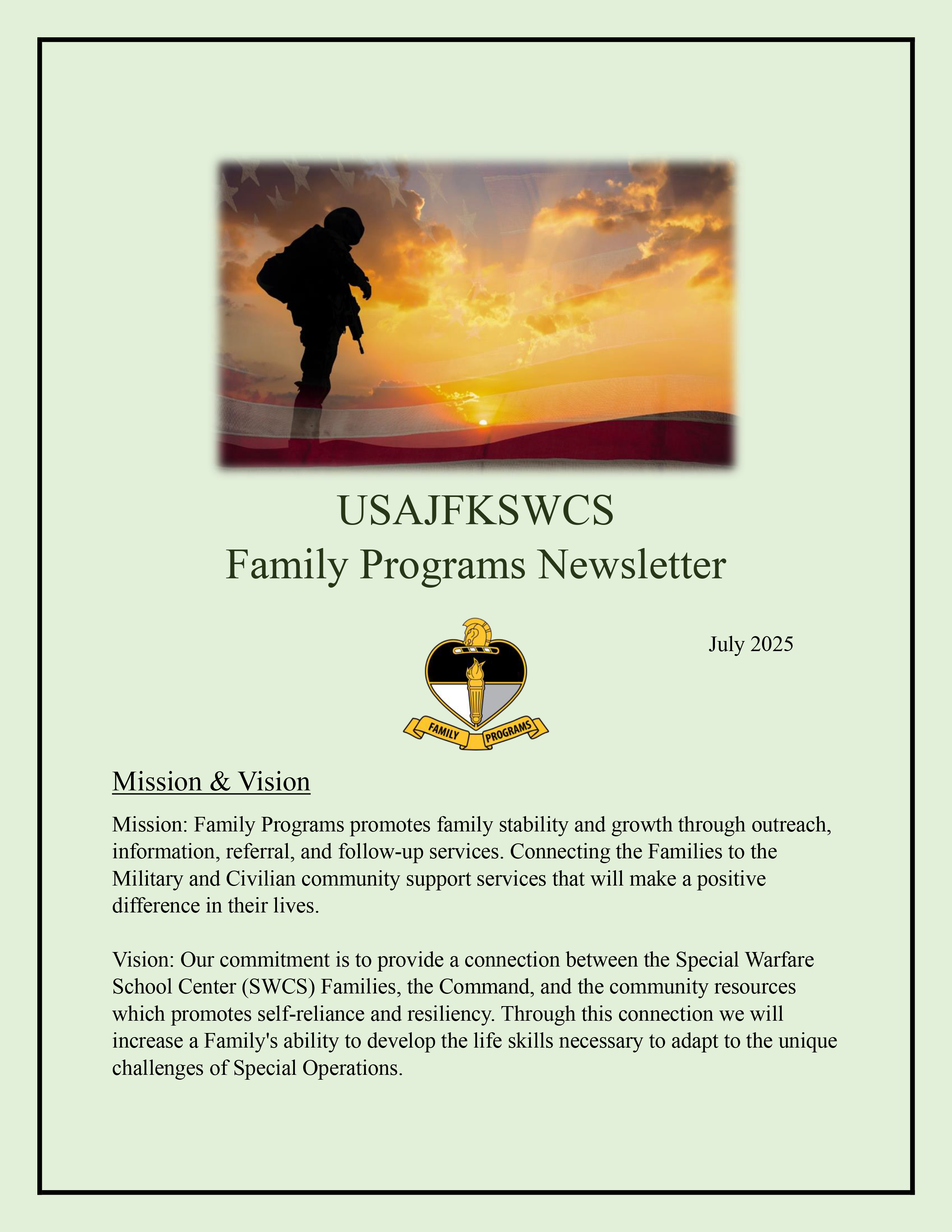 Family Programs Newsletter July 2025