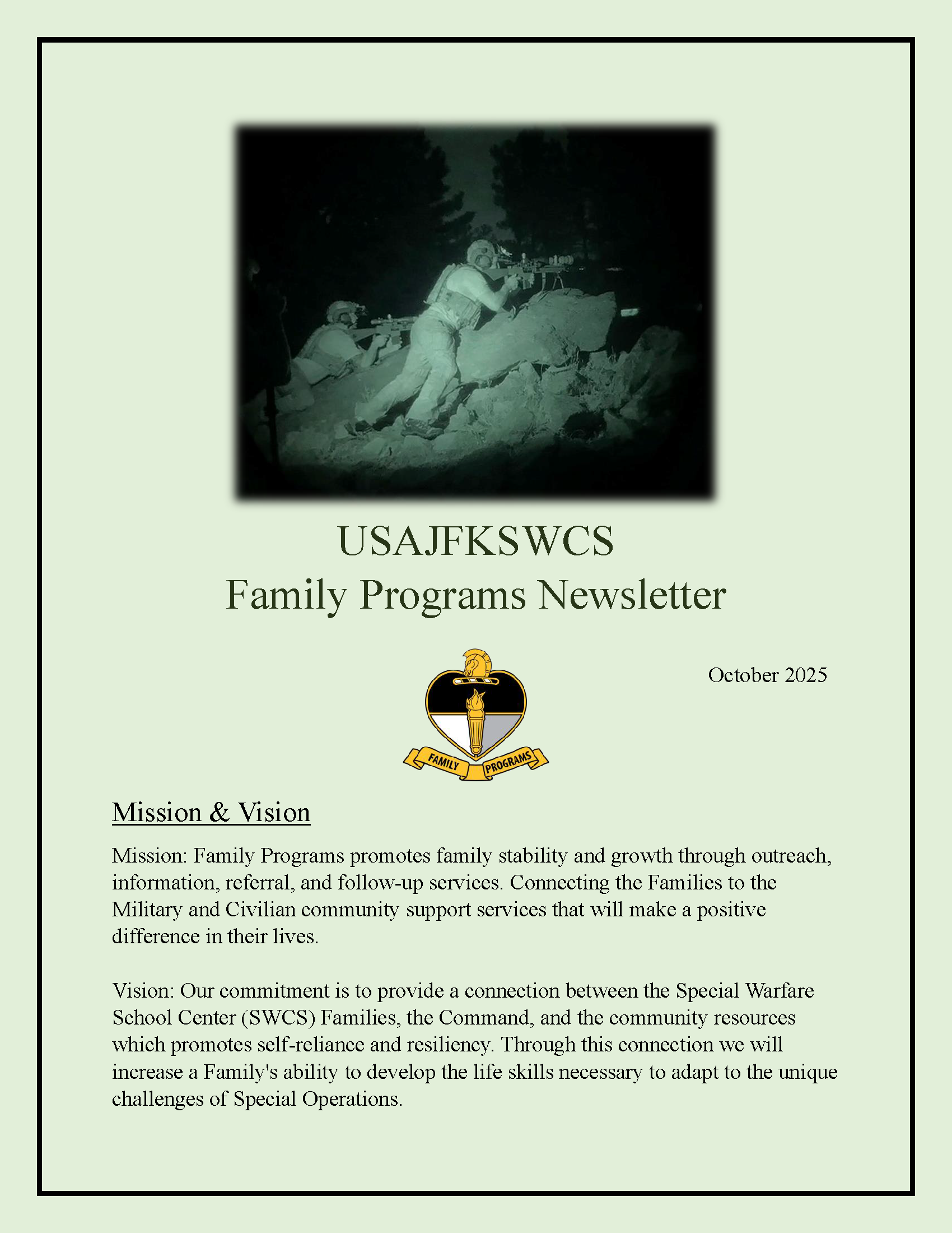 Family Programs Newsletter October 2025