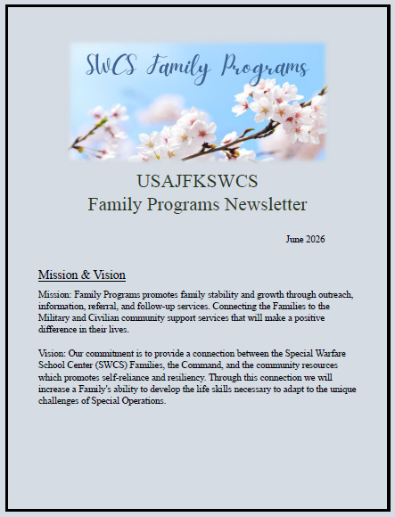 USAJFKSWCS Family Programs Newsletter June 2026