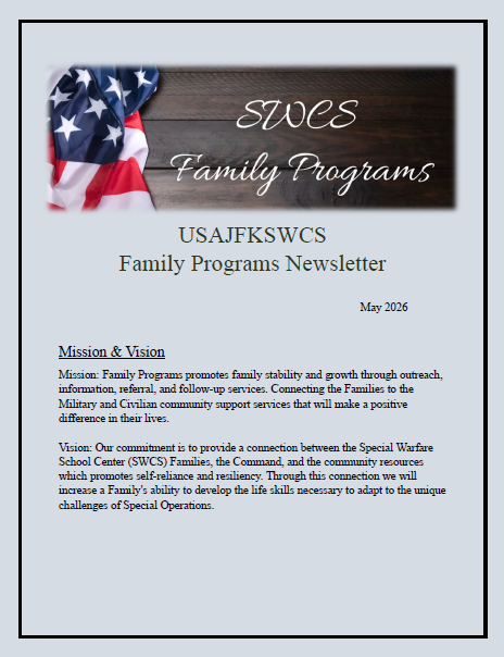USAJFKSWCS Family Programs Newsletter May 2026